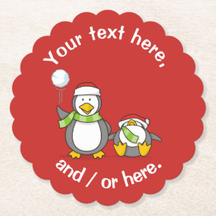 kerstpinguïns kartonnen onderzetters