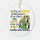 Kerstpinguïns Kinderkanker Keramisch Ornament (Links)