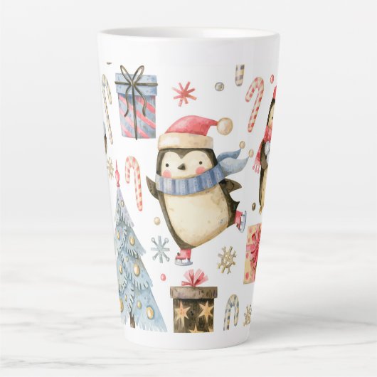 Kerstpinguïns Latte Mok (Voorkant)