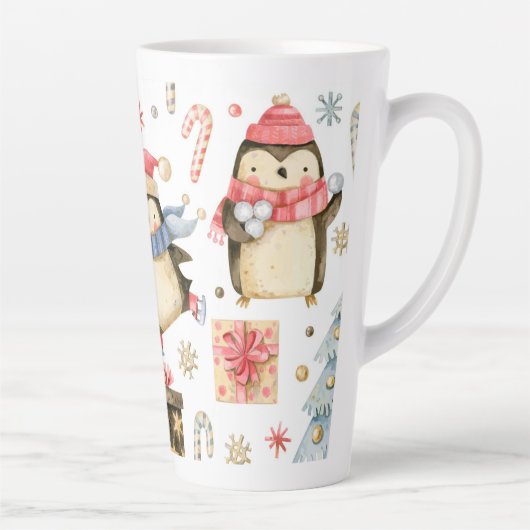 Kerstpinguïns Latte Mok (Rechts)