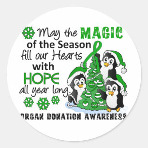 kerstpinguïns orgaandonatie ronde sticker