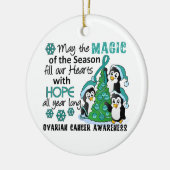 Kerstpinguïns - ovariumkanker keramisch ornament (Links)