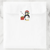Kerstpinguïns Ronde Sticker (Tas)