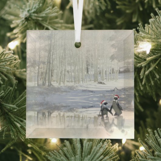 Kerstpinguïns schaatsen Frozen Pond Ornament (Insitu)