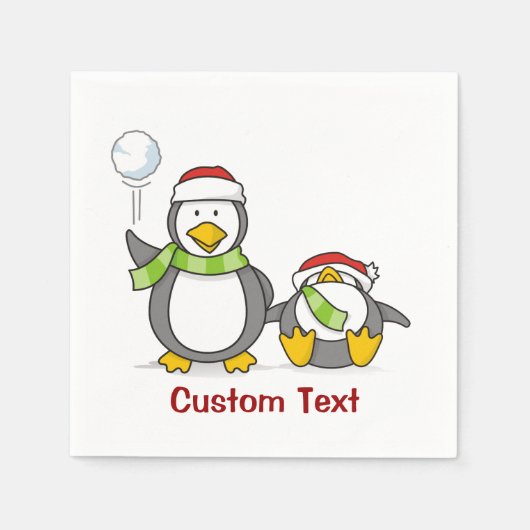 kerstpinguïns servetten (Voorkant)