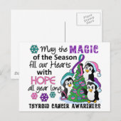 Kerstpinguïns Thyroïd Cancer Feestdagenkaart (Voorkant / Achterkant)