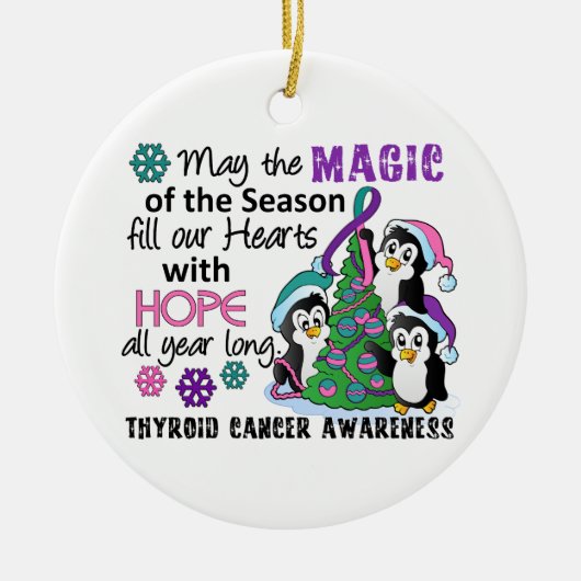 Kerstpinguïns Thyroïd Cancer Keramisch Ornament (Voorkant)