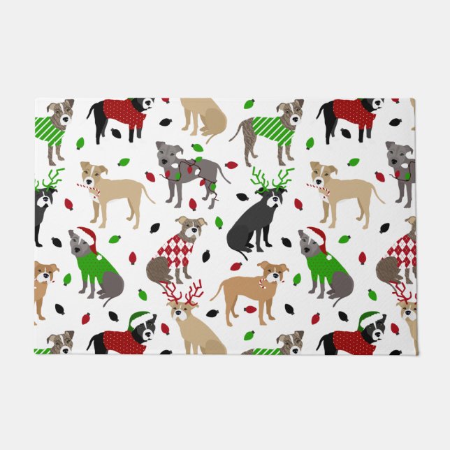 KerstPitbull Dogs Doormat Deurmat (Voorkant)