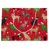 KerstPitbull-honden Groot Cadeauzakje (Voorkant)