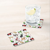 KerstPitbull-honden Vierkante Kartonnen Onderzetter (Insitu)
