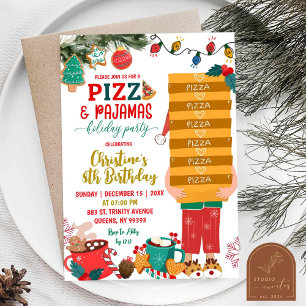 Kerstpizza en pyjama vakantie Verjaardag Kaart