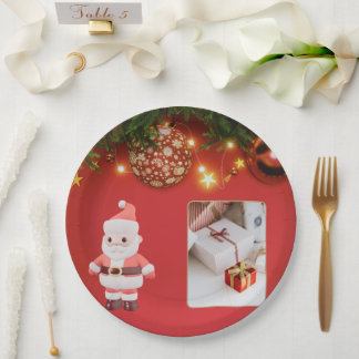 Kerstplaat met leuke Kerstman – Feestelijke Kerstc Papieren Bordje