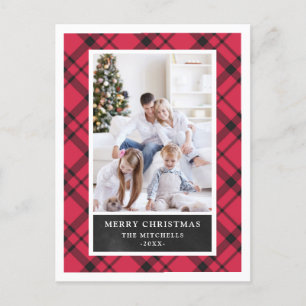 kerstplaid   Rood en zwart twee foto's Feestdagenkaart