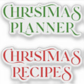 Kerstplanner en receptentypografie sticker (Voorkant)