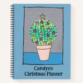 Kerstplanner, vetcactus in pot, gepersonaliseerd notitieboek