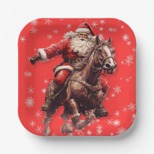 Kerstplaten met Sinterklaas te paard Papieren Bordje
