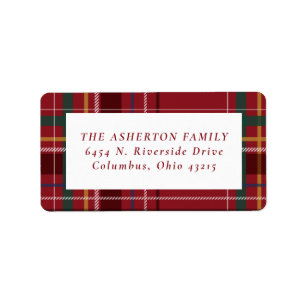 Kerstpleid met rood kerstfeestelijke vermelding etiket