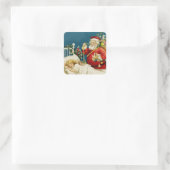 Kerstplein voor kerstmis met kerstmis en kleintje vierkante sticker (Tas)