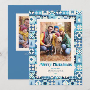 Kerstpleister Shades of Blue Foto Vakantiewenskaar Feestdagenkaart