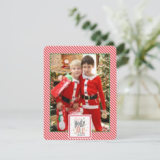 Kerstplezier geruit (voeg je foto toe) Kerstkaart (Staand voorkant)