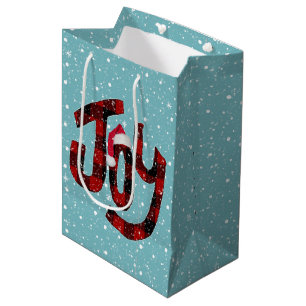 Kerstplezier in geruite sneeuwvlokken medium cadeauzakje
