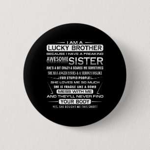 Kerstplezier voor broer van zus Ik heb geluk Ronde Button 5,7 Cm