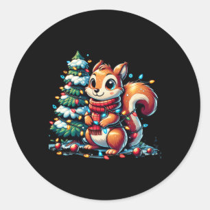 Kerstplezier voor kinderen Winter Eekhoorn en Xmas Ronde Sticker