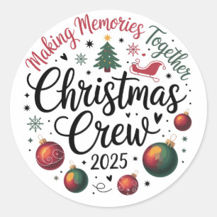 Kerstploeg 2025 Matching Familie Groep Kerstmis Ronde Sticker