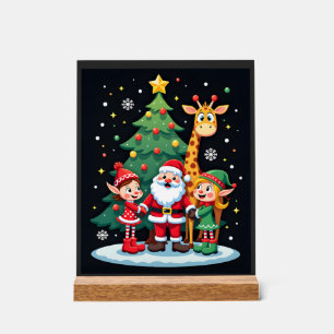 Kerstploeg Kerstman Giraffe Elf Dabbing Matching Acryl Bord