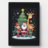Kerstploeg Kerstman Giraffe Elf Dabbing Matching Fotoplaat (voorkant)
