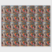 Kerstpoedel met Kerstboom, Geschenken Cadeaupapier (Vlak)