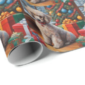 Kerstpoedel met Kerstboom, Geschenken Cadeaupapier (Rol Hoek)