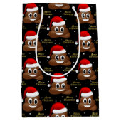 Kerstpoep emoji met kerstmuts cadeautas (Voorkant)