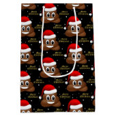Kerstpoep emoji met kerstmuts cadeautas (Achterkant)