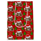 Kerstpoep emoji met kerstmuts cadeautas (Achterkant)
