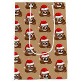 Kerstpoep emoji met kerstmuts cadeautas (Achterkant)