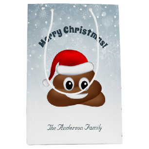 Kerstpoep emoji met kerstmuts cadeautas