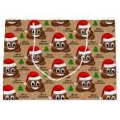 Kerstpoep emoji met kerstmuts cadeautas (Voorkant)