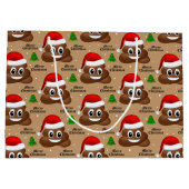 Kerstpoep emoji met kerstmuts cadeautas (Achterkant)