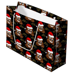 Kerstpoep emoji met kerstmuts cadeautas