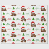 Kerstpoep emoji met kerstmuts inpakpapier (Vlak)