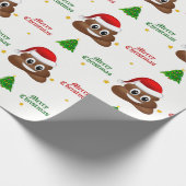 Kerstpoep emoji met kerstmuts inpakpapier (Hoek)