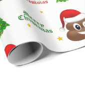 Kerstpoep emoji met kerstmuts inpakpapier (Rol Hoek)
