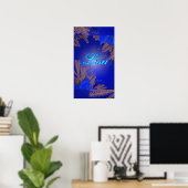 Kerstpoinsettia Blue Lisa I Poster (Thuiskantoor)