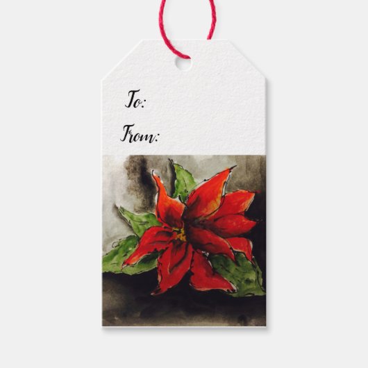 Kerstpoinsettia Cadeaulabel (Voorkant)
