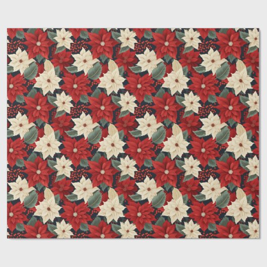 Kerstpoinsettia Cadeaupapier (Vlak)