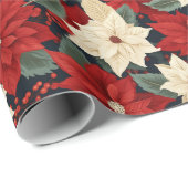 Kerstpoinsettia Cadeaupapier (Rol Hoek)