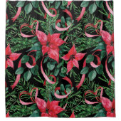 Kerstpoinsettia Douchegordijn (Voorkant)