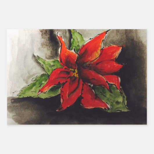 Kerstpoinsettia Inpakpapier Vel (Voorkant)