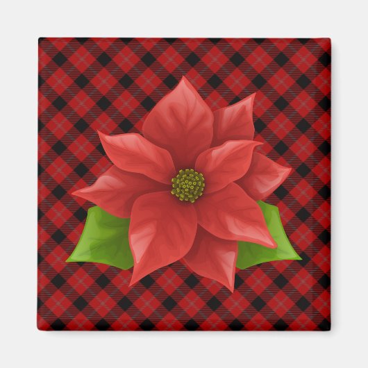 Kerstpoinsettia Magnet Magneet (Voorkant)